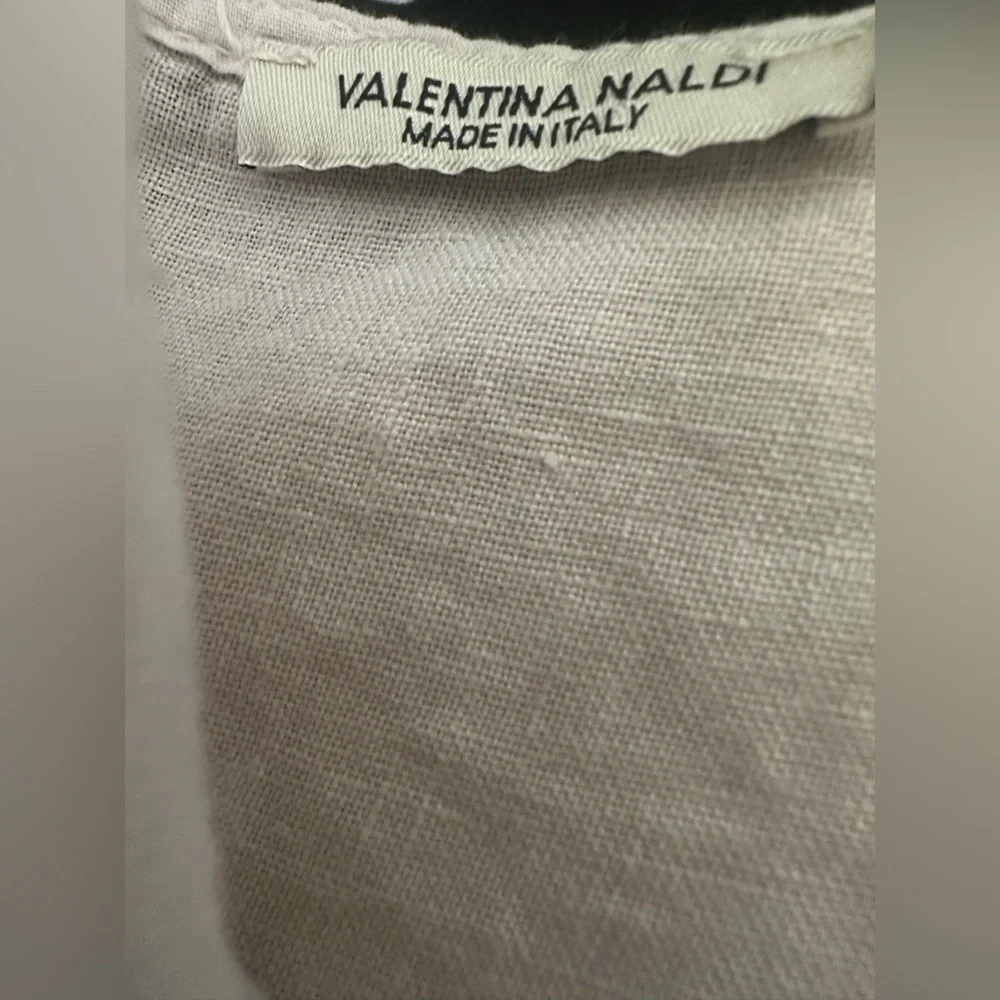 Valentina Naldi 100% Linen Women’s Tunic L/XL One Size Lace Trim Boho Italy 0157